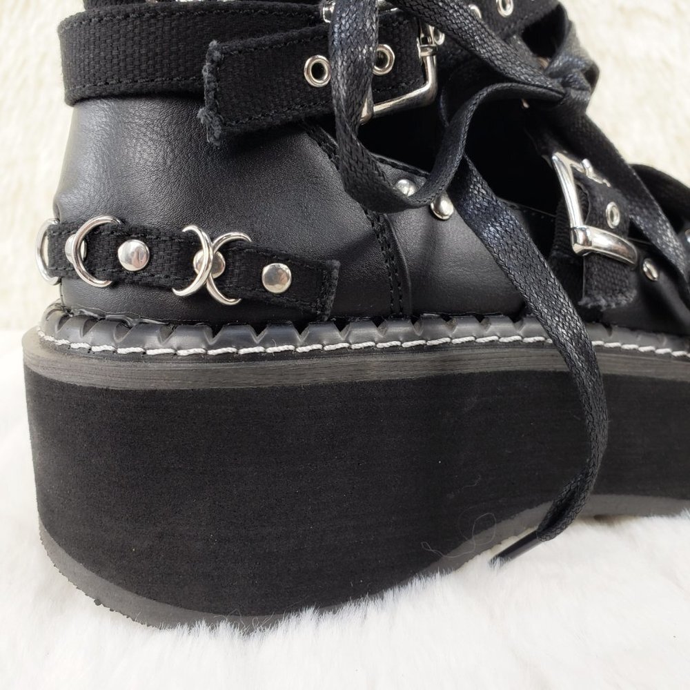 Emily Cut Out Platform Sandal Boots Goth Punk Ankle Boots - Picture 11 of 15